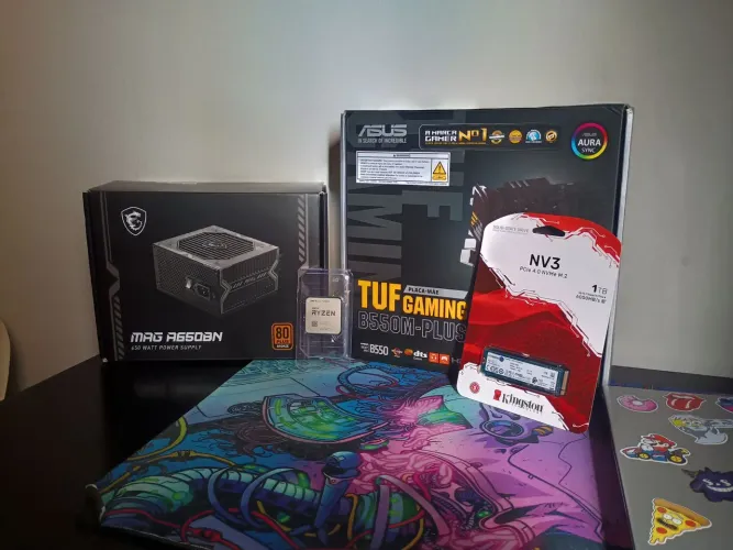 Kit Ryzen 7 5700x + B550M TUF + SSD NVMe 1TB + Fonte MSI 650W | PC Gamer