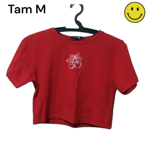 cropped vermelho estampa cereja fofo feminino