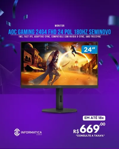 MONITOR AOC GAMING 24G4 FHD 24 POL 180HZ SEMINOVO