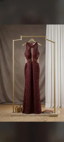 Vestido marsala rendado festa/ formatura/ casamento