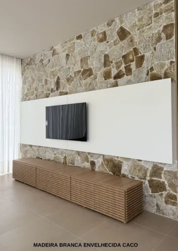 Pedra Decorativa Madeira Branca Envelhecida Caco - Paredes e Ambientes Internos e Externos