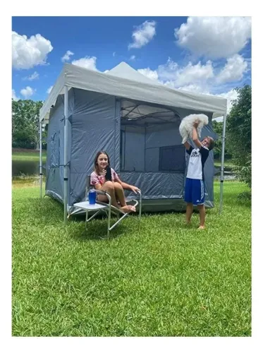 Barraca Gazebo Nautika Transform 5/6 Cinza 3x3m Impermeável 3000mm