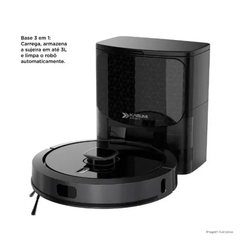 Robô Aspirador e Passa Pano KaBuM! Smart 900 - 127v, Preto - (com garantia estendida)