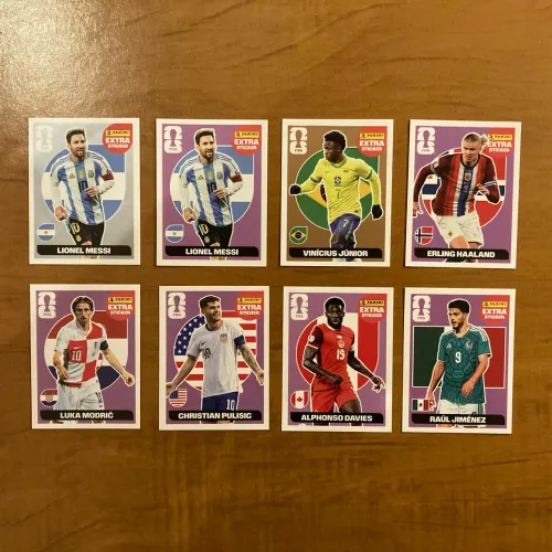 Figurinhas Legend - Panini Extra Stickers - Messi, Vini Jr, Haaland, Modric e outros