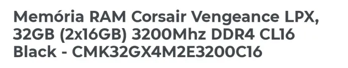 Memória RAM Corsair 32GB
