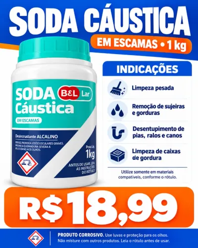 Soda Cáustica em Escamas B&L Lar 1 kg