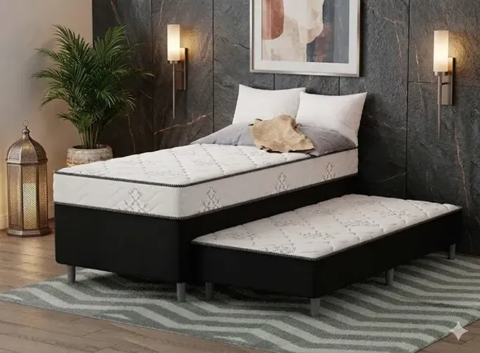 Cama Box Solteiro com Auxiliar confortavel novo de fabrica