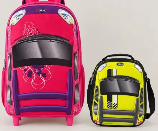 Mochila de carrinho c/3 rodas incluso lancheira