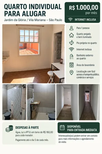 QUARTO INDIVIDUAL PARA ALUGAR - R$ 1.000,00