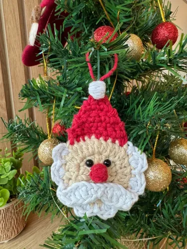 Enfeite De Natal Papai Noel Crochê 12cm (feito À Mão)