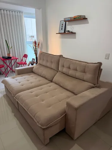 Sofá-cama grande bege - 2,40m - Ótimo estado (Vila Velha)
