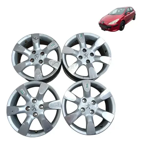 Jogo Rodas Liga Leve Aro 15 Peugeot 307 2008 2012 Prateado