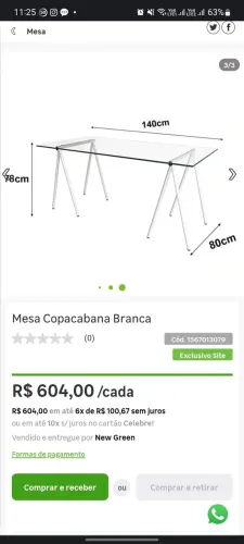 Mesa de vidro Leroy 