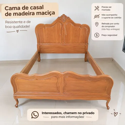 Cama de casal de madeira maciça - precisa de suporte para colchão