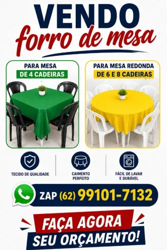 Forro de mesa vendo para 4,6,8 lugares e faço sob medida também
