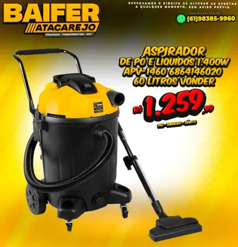 Aspirador de Pó e Líquidos 1.400W APV-1460 6864146020 60 Litros Vonder