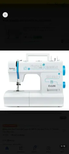 Máquina de costura Elgin Genius Plus 31 pontos, pouquíssimo tempo de uso