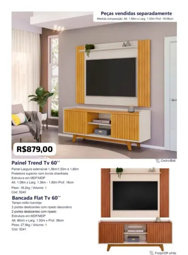 Painel + rack de TV 60"