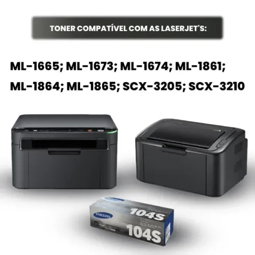 Cartucho Toner Impressora Samsung Mlt D104 Ml1665 1860 1865w 