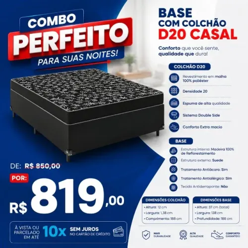 Conjunto Base com Colchão D20 Casal