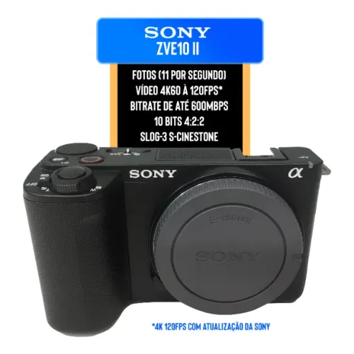 Câmera Sony Zve10 II 4k60 4:2:2 10bits 26mp Live Youtube Vlog + Nf-e (dois meses de uso)