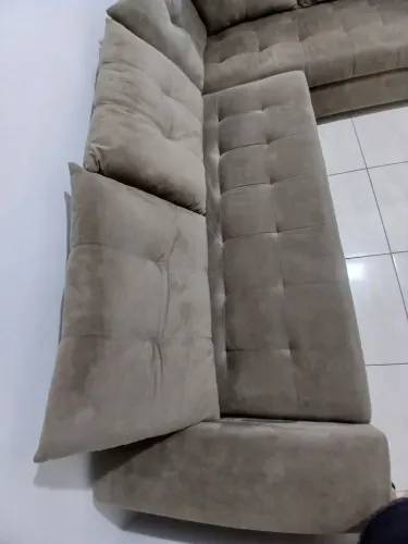 Sofá em L - Suede anti-gato