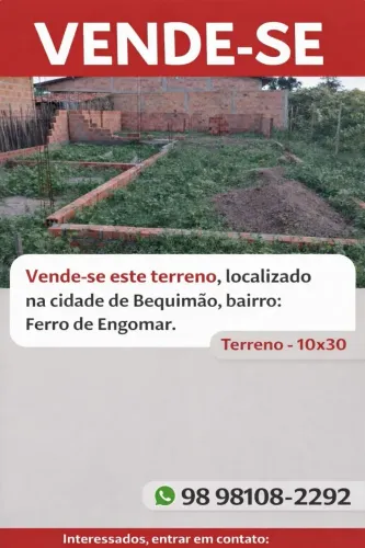 Terreno no ferro de gomar Bequimão Maranhão
