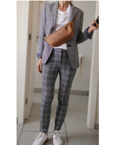 look smart casual xadrez zara, pinko
