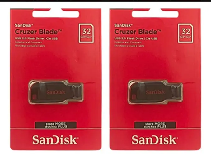 Kit 2 Pendrives SanDisk Cruzer Blade 32gb Para Pc