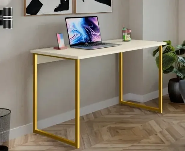 Escrivaninha Industrial 110cm Mesa Estudo Aparador Pés Aço