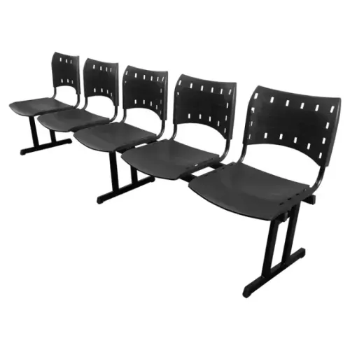 Cadeira Iso Pp Rp Longarina 5 lugares Preto