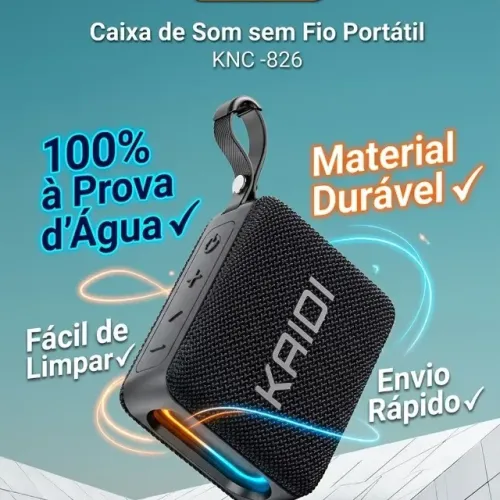 Caixinha De Som Sem Fio Bluetooth C/ Alça Go Rgb Compacto e Portátil Kaidi KNC 826