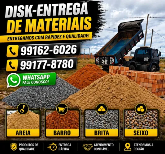 Areia,Barro e Brita para sua obra