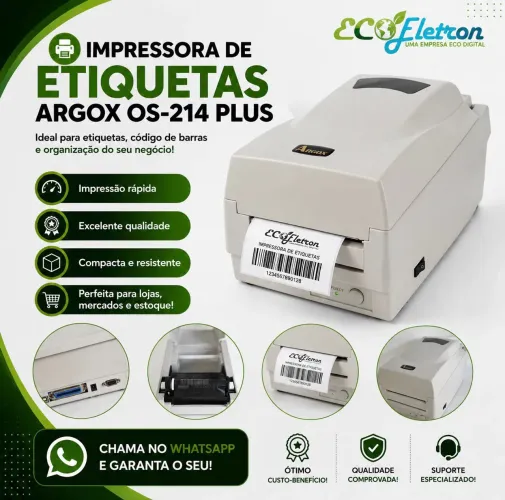 Impressora Argox OS 214 Plus para Etiquetas com Ribbon com Garantia e NF 