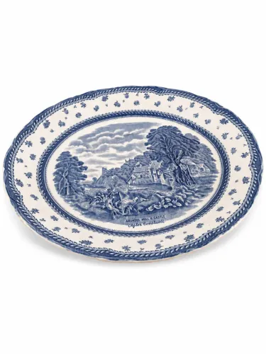 **Travessa Antiga em Porcelana Inglesa Azul e Branca - Cena Clássica Arundel Mill & Castle