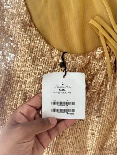 vestido paete dourado novo M