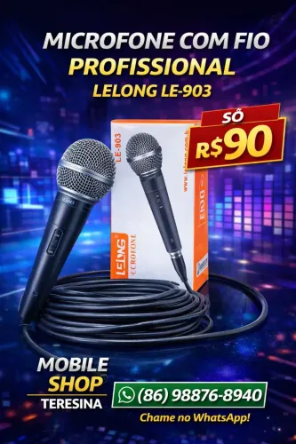 Microfone com Fio Profissional Lelong LE-903 - Novo