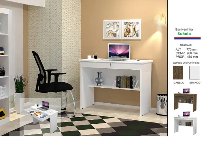 Nova Escrivaninha Suécia 01 gaveta c/ chave = Entrega grátis!!