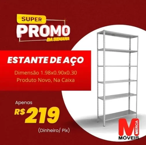 Estante de Aço 1,98x0,90x0,30 - Nova