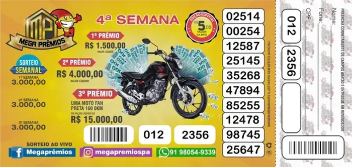 Criação, impressão e envio de Rifas/Cartelinhas