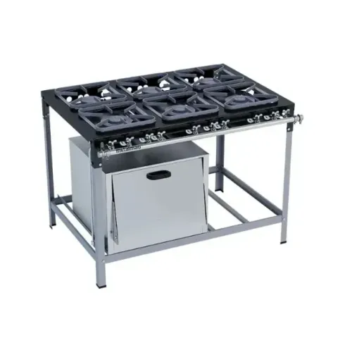 Fogão Industrial 6 Bocas com Forno 30x30 Stori Top Metalmaq