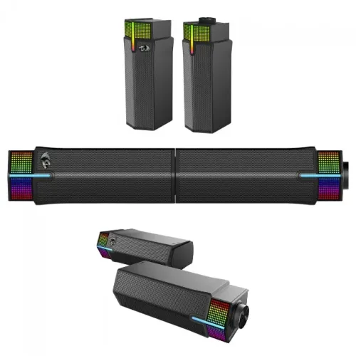 Soundbar Gamer Redragon Yorick, RGB, Stereo, Bluetooth, USB, Preto, GS511 - WZetta