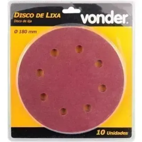 Kit 10 Discos de lixa com costado em pluma 180 mm grão 180, para a lixadeira LPV750 Vonder