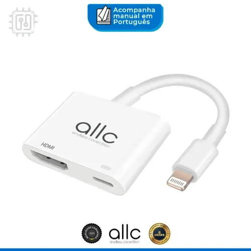 Adaptador Lightning Para Hdmi Espelhar Tela Full HD do iPhone iPad Na Tv