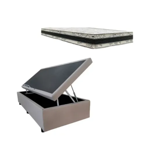 Base Box Baú Solteiro Super Confort Sintético + Colchão Solteiro D33 26x88x188