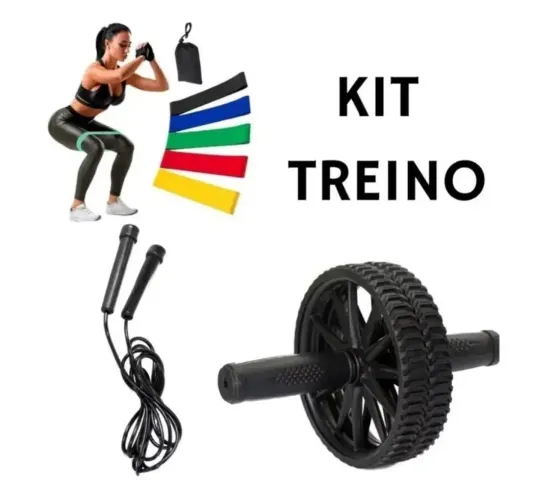Kit treino: roda abdominal + Mini Bands 
