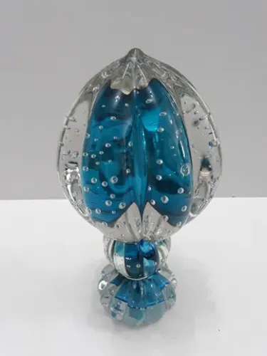 bola azul c/base de murano - na cor agua marine - novo - peça única