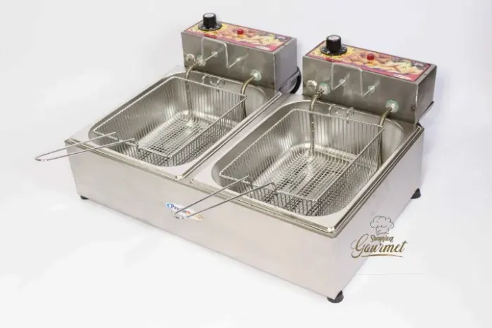 Fritadeira Elétrica 2 Cubas Industrial 10 Litros Com Cestos De Frituras 