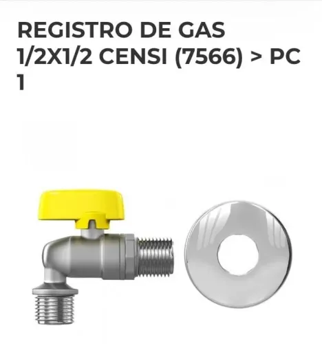 Registro Para Gás 1/2x1/2  Marca Censi 