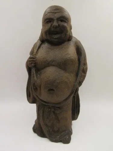 ESCULTURA - BUDA esculpido em Madeira. Mede aprox. 17 centímetros de altura. Não consta a 